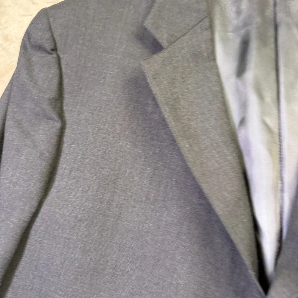 VTG Brooks Brothers USA Made 100% Wool‎ Blazer Sz 50 Charcoal SMALL HOLE Look